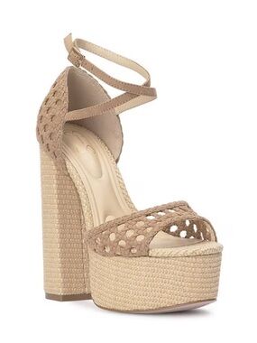 Jessica Simpson Aditi Aoiti Platform Crochet Block Heel Sandals Size 9.5